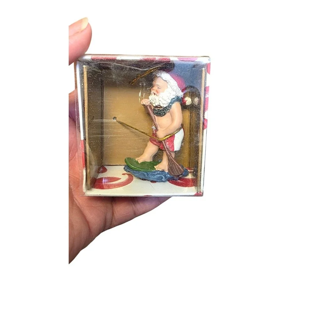 Island‎ Heritage Hand-Painted Hawaiian Christmas Ornament Paddleboarding Santa
